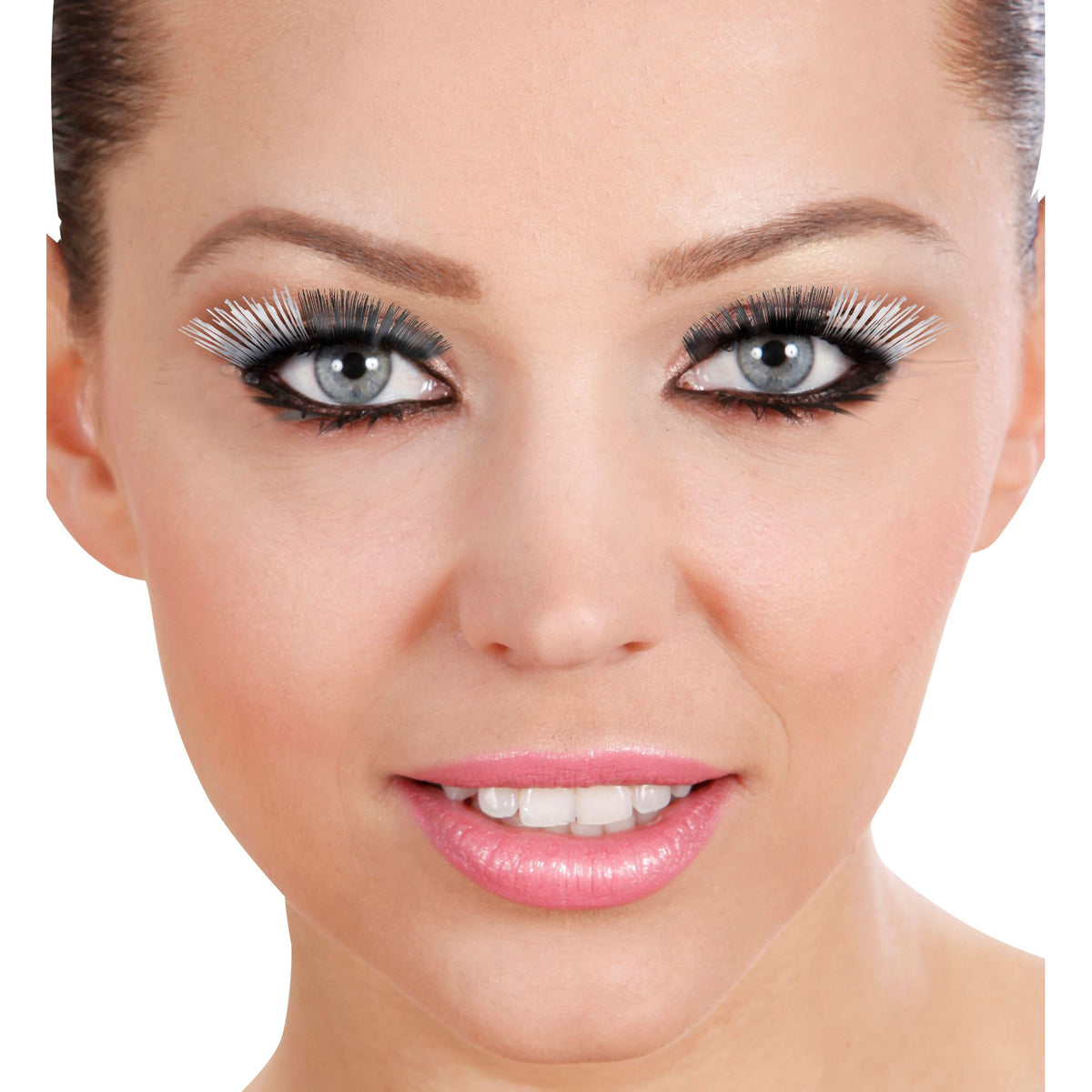 "METALLISIERTE CELEBRITY WIMPERN" mit Klebstofftube - sort. schwarz-gold und schwarz-silber