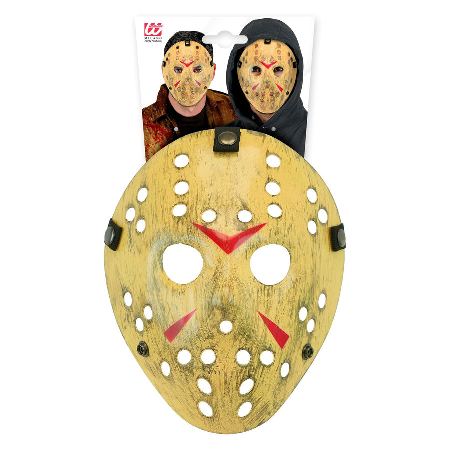 Goldfarbene Hockey-Killer-Maske aus Hartplastik von Widmann – Detailansicht