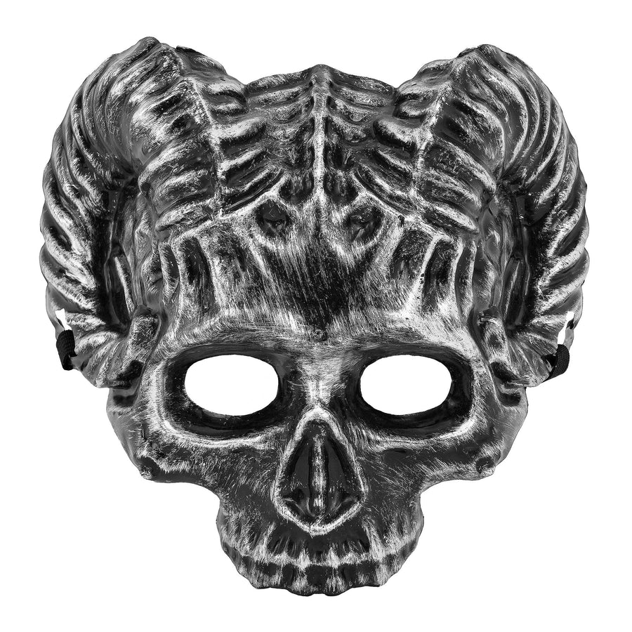 Widder-Totenkopfmaske aus Hartplastik in Silber von Widmann – Produktansicht