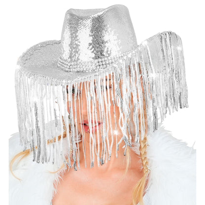 "PAILLETTEN COWBOYHUT MIT STRASS & FRANSEN"