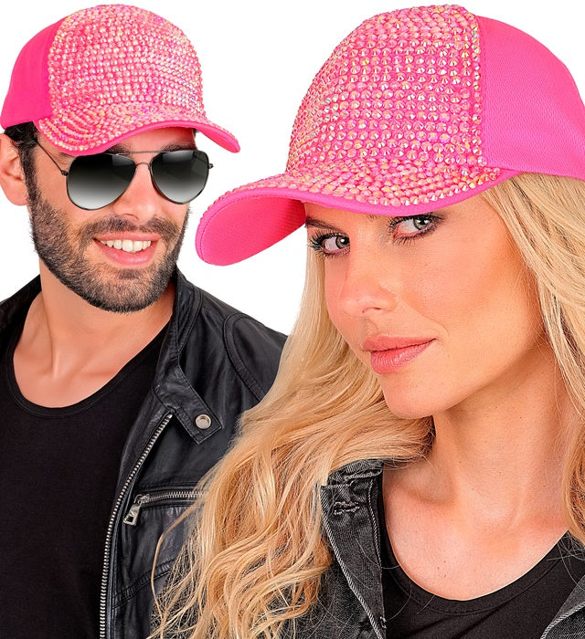 "NEON PINKE STRASS BASECAP"