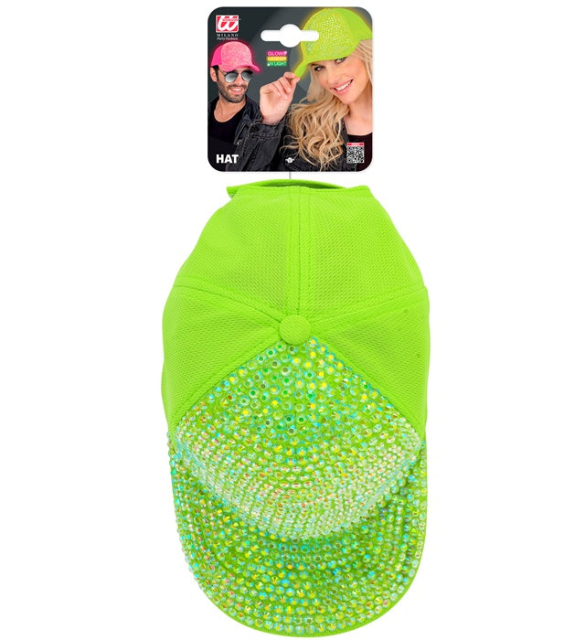 Widmann neon-grüne Strass-Basecap – Seitenansicht