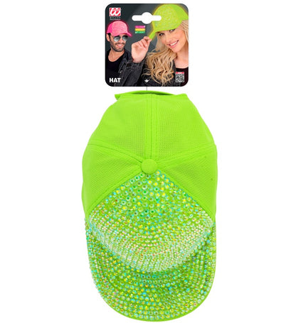 Widmann neon-grüne Strass-Basecap – Seitenansicht