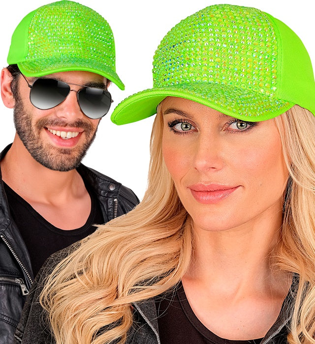 Widmann neon-grüne Strass-Basecap – Rückansicht