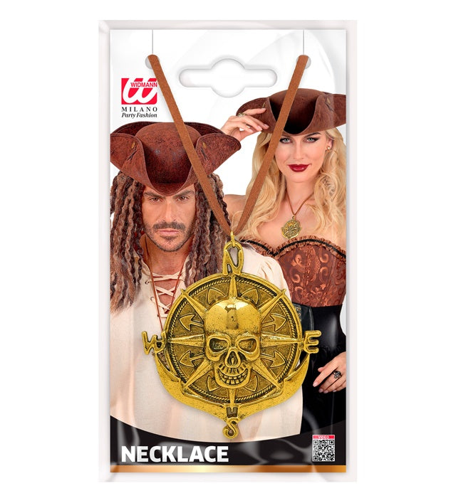 Widmann Piratenkette mit Totenkopf-Medaillon – Seitenansicht