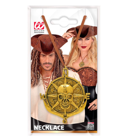 Widmann Piratenkette mit Totenkopf-Medaillon – Seitenansicht