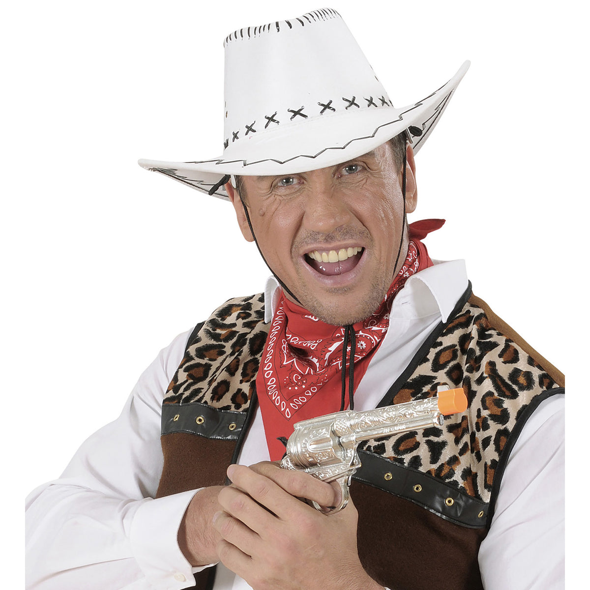 "WEIßER COWBOYHUT MIT NÄHTEN" Wildlederoptik