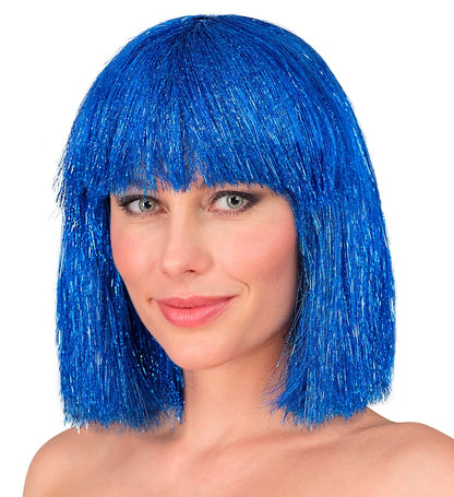 Blaue Glitzy Perücke von Widmann für Erwachsene – Produktansicht