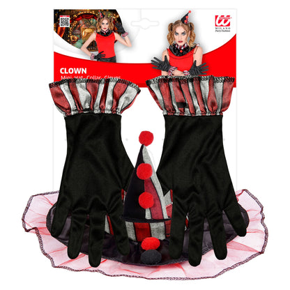 "CLOWN" (Minihut, Kragen, Handschuhe)