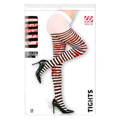 Widmann blutige schwarz-weiss gestreifte Strumpfhose 50 DEN – Detailansicht