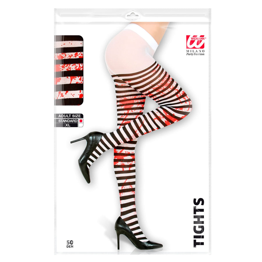 Widmann blutige schwarz-weiss gestreifte Strumpfhose 50 DEN – Detailansicht