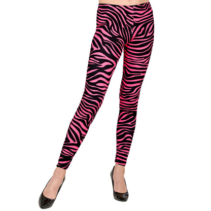 "80er JAHRE LEGGINGS NEON PINK TIGERPRINT"