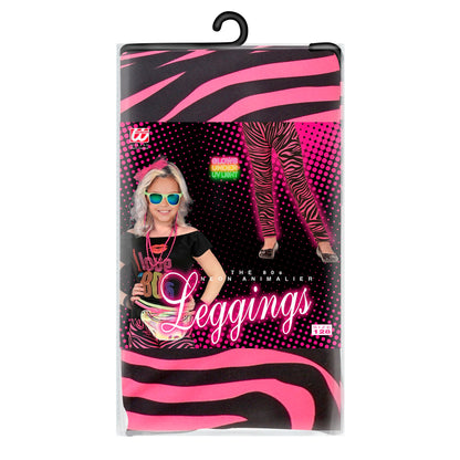 "80er JAHRE LEGGINGS NEON PINK TIGERPRINT"