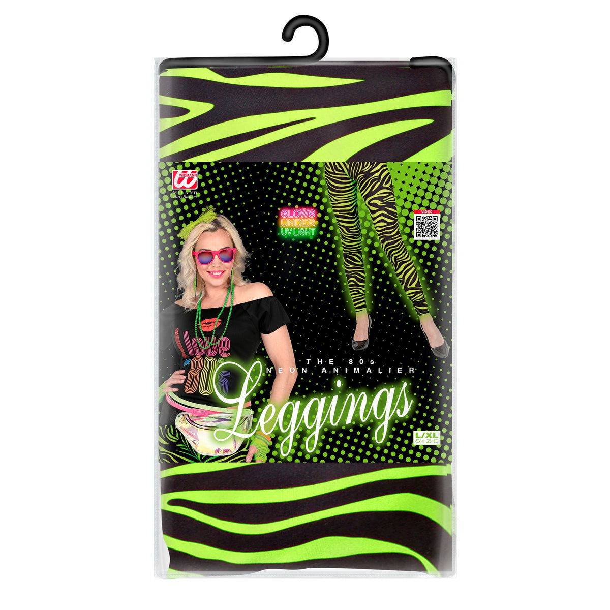 "80er JAHRE LEGGINGS NEON GRÜN TIGERPRINT"
