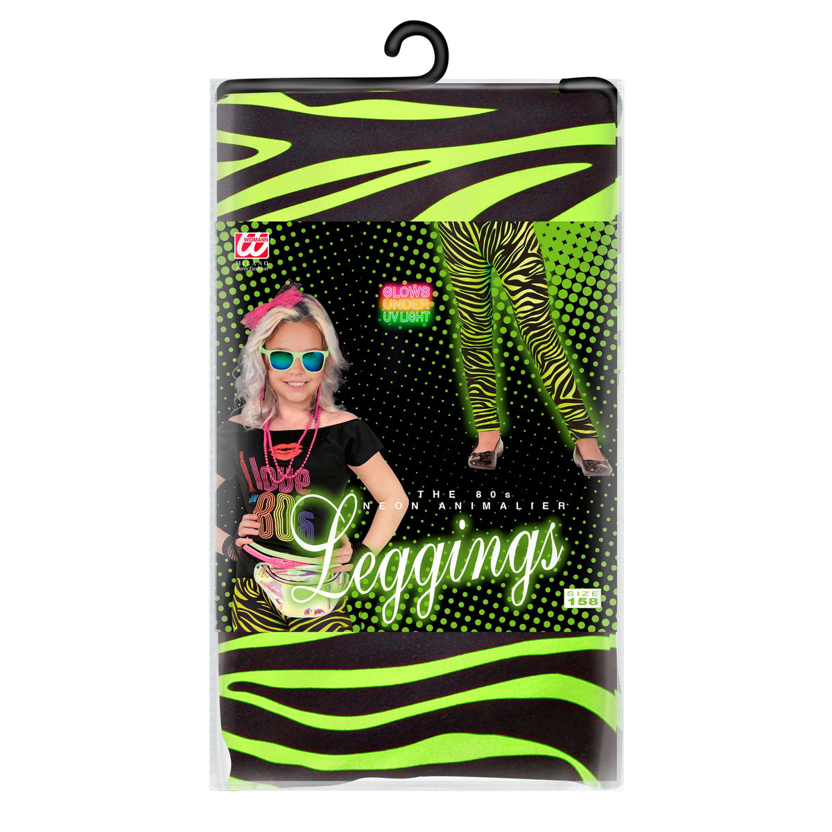 "80er JAHRE LEGGINGS NEON GRÜN TIGERPRINT"