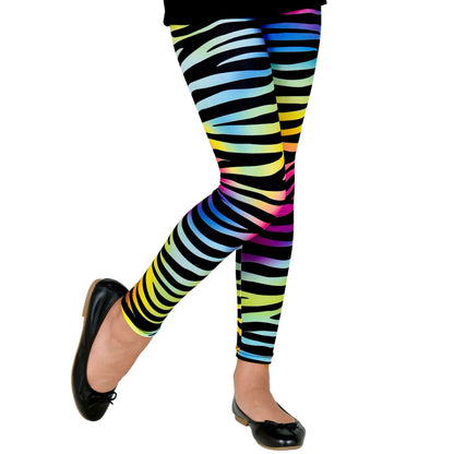 "80er JAHRE LEGGINGS NEON BUNT TIGERPRINT"