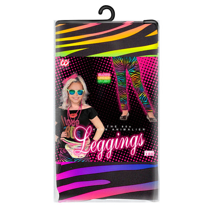 "80er JAHRE LEGGINGS NEON BUNT TIGERPRINT"