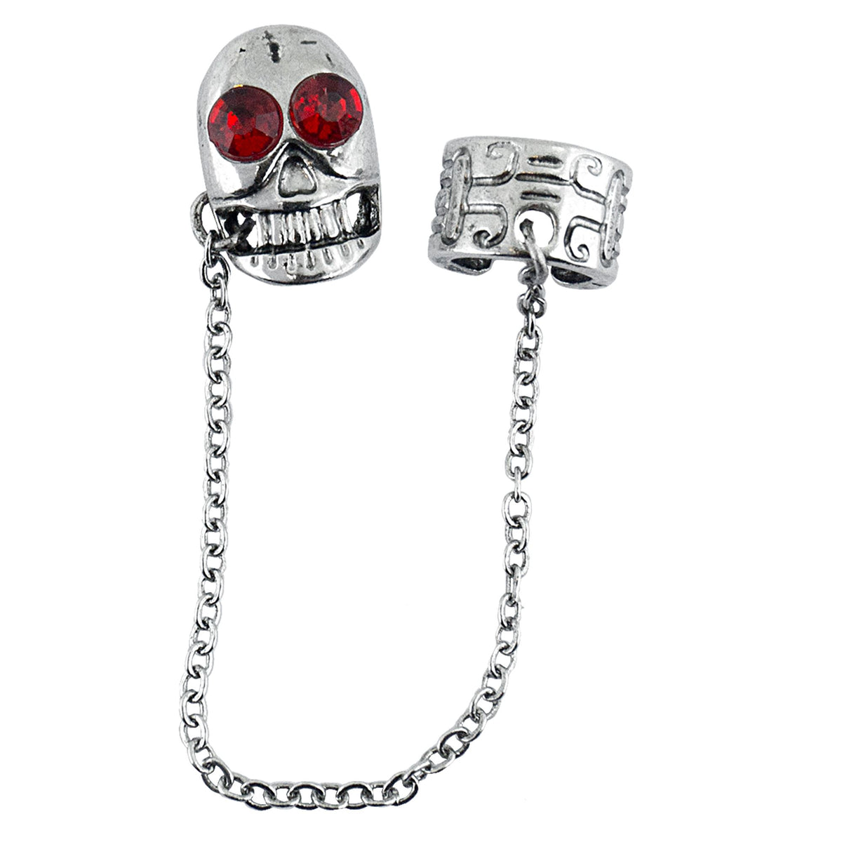 "OHRRING TOTENKOPF MIT ROTEN JUWELENAUGEN"