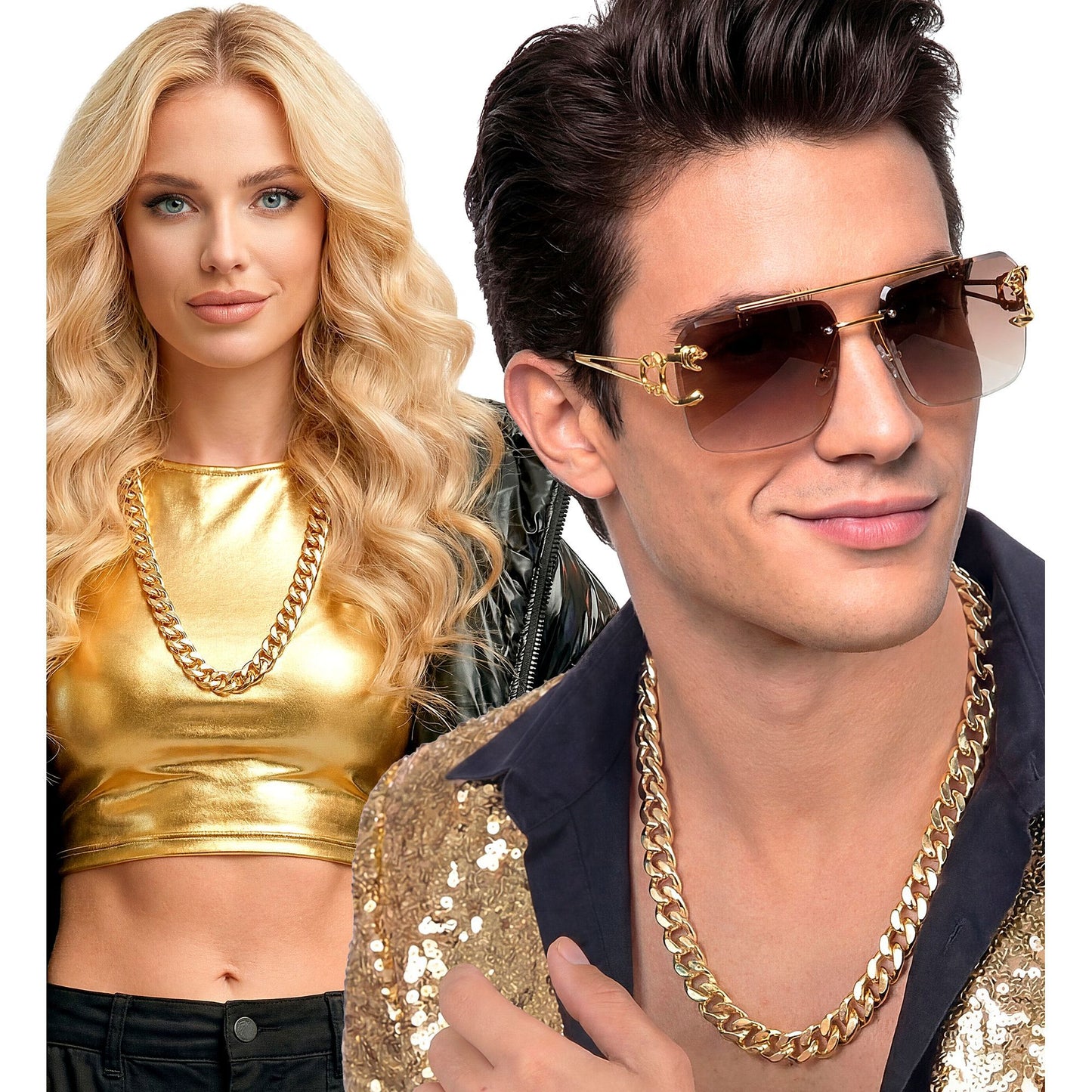Goldene Halskette 60 cm – Elegantes Accessoire für Fasnacht & Mottoparty