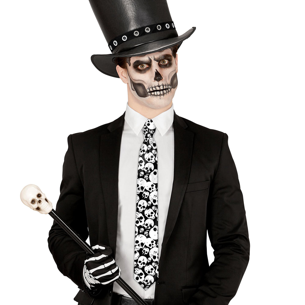 "TOTENKOPF & KNOCHEN KRAWATTE" aus Satin