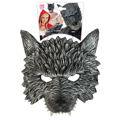 Kinnlose graue Wolfsmaske von Widmann für Erwachsene – Detailansicht