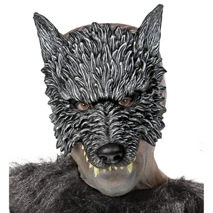 Kinnlose graue Wolfsmaske von Widmann für Erwachsene – Rückansicht