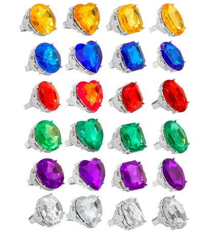 "RINGE MIT FARBIGEM EDELSTEIN" in Displaybox - sort. In 4 Modellen und 6 Farben