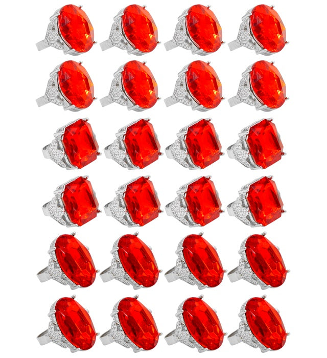 "RING MIT ROTEM EDELSTEIN" in Displaybox - sort. in 3 Modellen