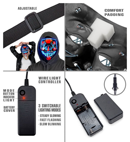 "GRUSELIGE BLAUE LED-MASKE"