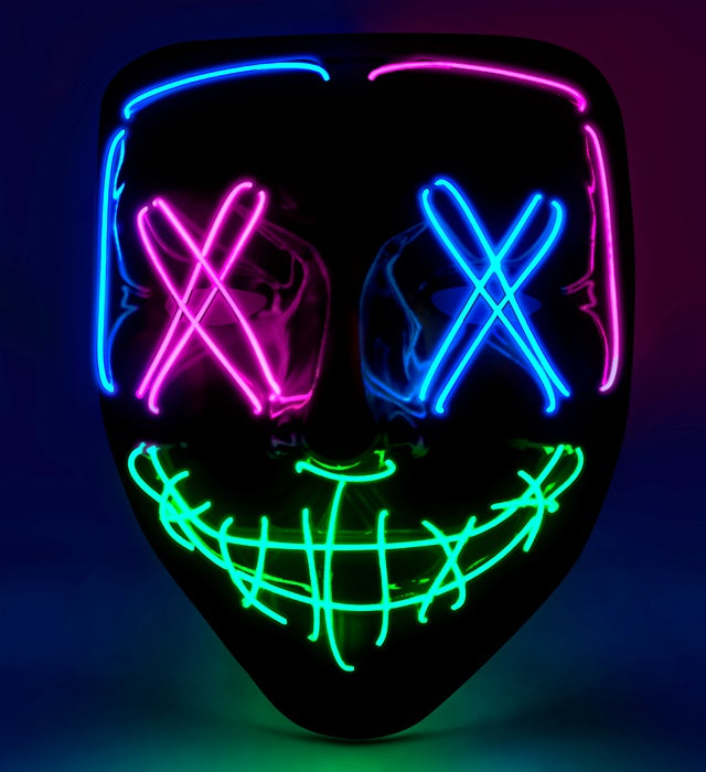 "GRUSELIGE FARBIGE LED-MASKE"