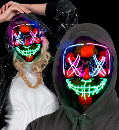 "GRUSELIGE FARBIGE LED-MASKE"