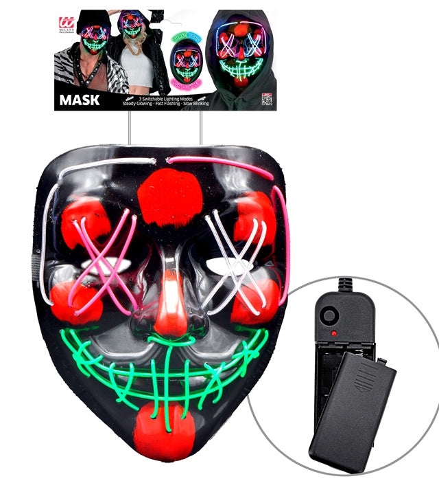 "GRUSELIGE FARBIGE LED-MASKE"