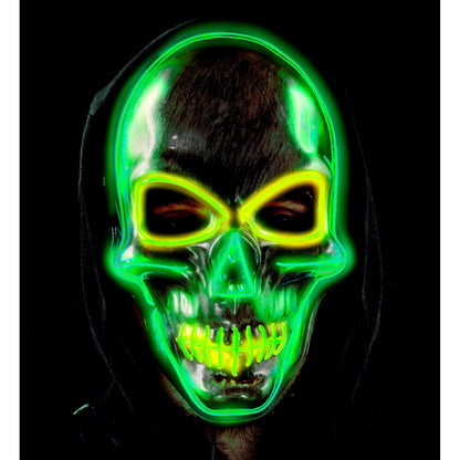 Silberne Widmann Totenkopfmaske mit farbigen LEDs – Detailansicht