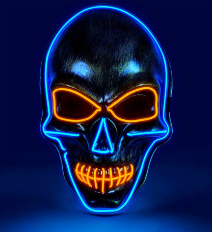 "GOLDENE TOTENKOPFMASKE MIT FARBIGEN LEDS"