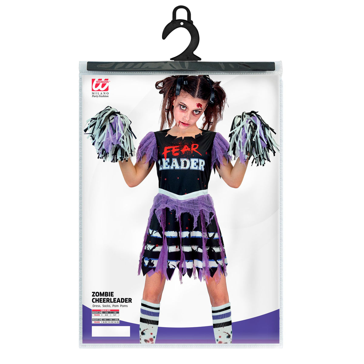 "ZOMBIE CHEERLEADER" (Kleid, Strümpfe, Pompon)