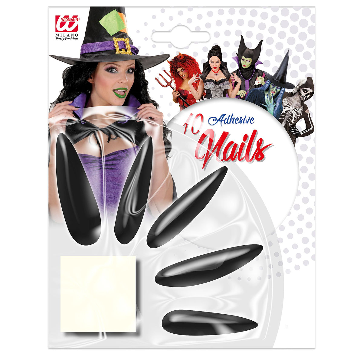 Widmann MAXI Hexen-Fingernägel Set mit Klebelaschen – Produktansicht