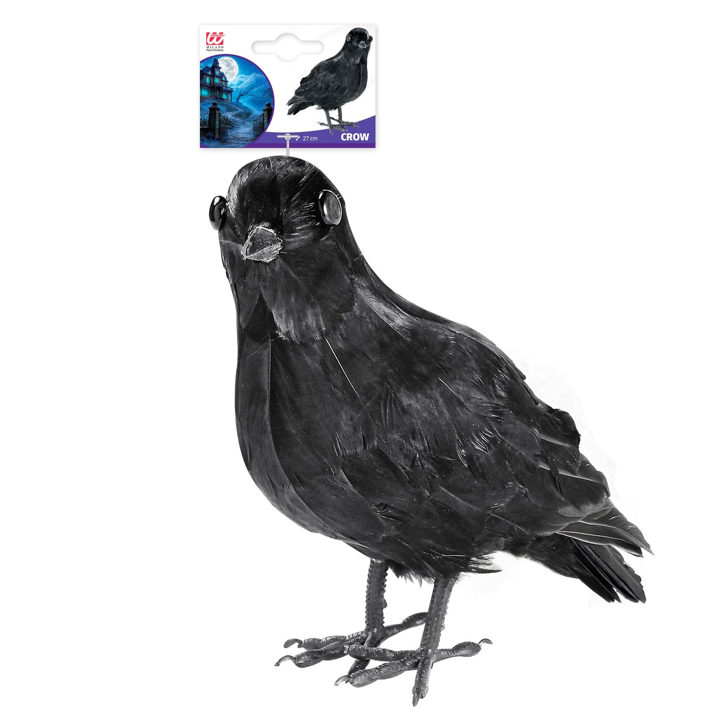 Widmann schwarze Federkrähe Dekorationsfigur 30 cm für Halloween – Detailansicht