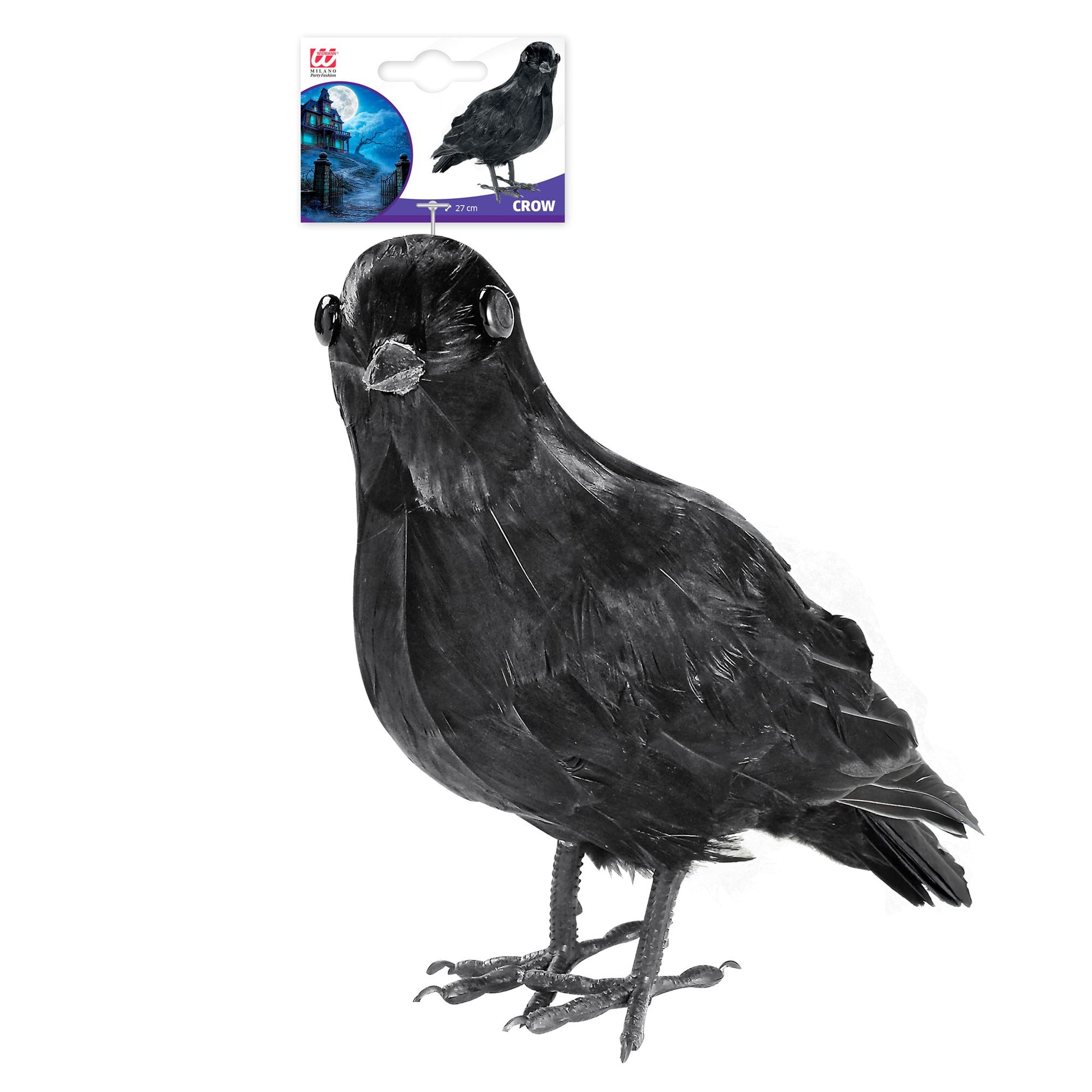 Widmann schwarze Federkrähe Dekorationsfigur 30 cm für Halloween – Detailansicht