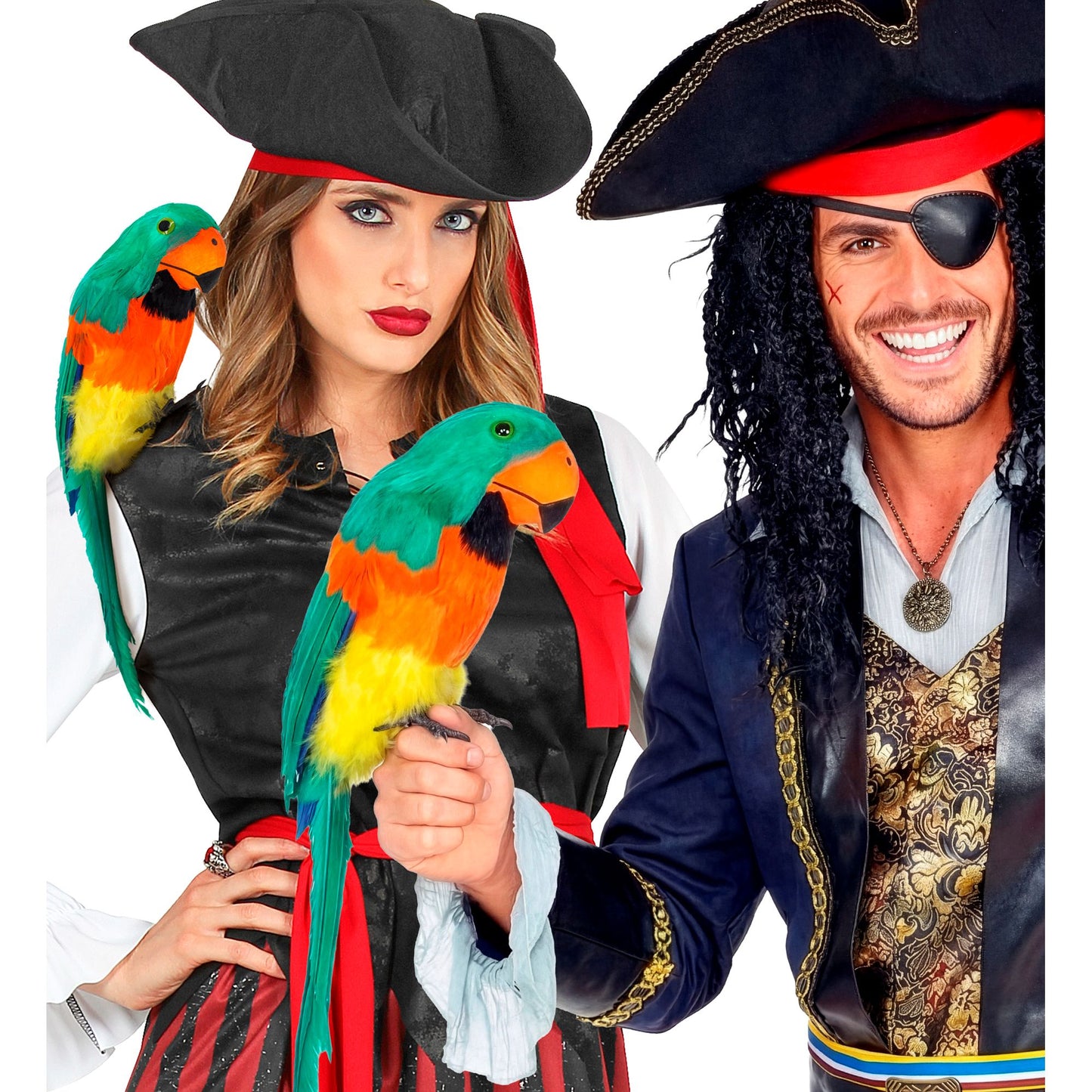 Grüner Papagei mit Federn 40 cm – Deko und Kostümzubehör für Fasnacht & Mottoparty