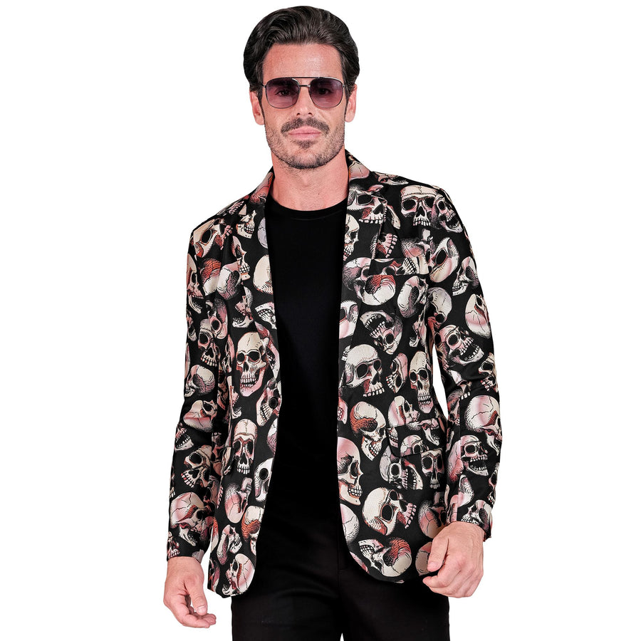 Schwarzes Totenköpfe Party-Fashion-Jackett von Widmann für Erwachsene – Produktansicht