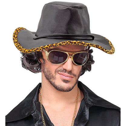 "KUNSTLEDER COWBOY HUT MIT LEOPARDENVERZIERUNG"