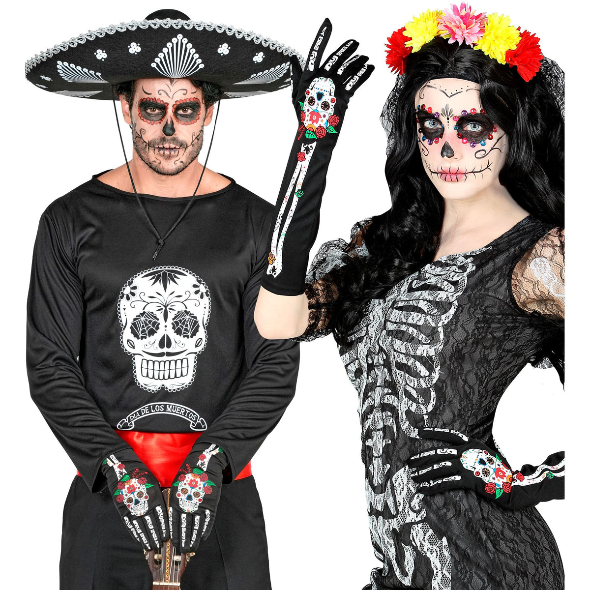 "DIA DE LOS MUERTOS HANDSCHUHE" 40 cm