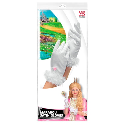 "SATIN HANDSCHUHE MIT MARABOU WEIß" in Kindergröße