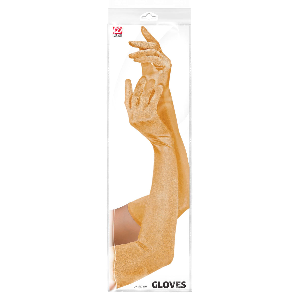 "LANGE HANDSCHUHE IN STRETCH-SATIN GOLD" 60 cm