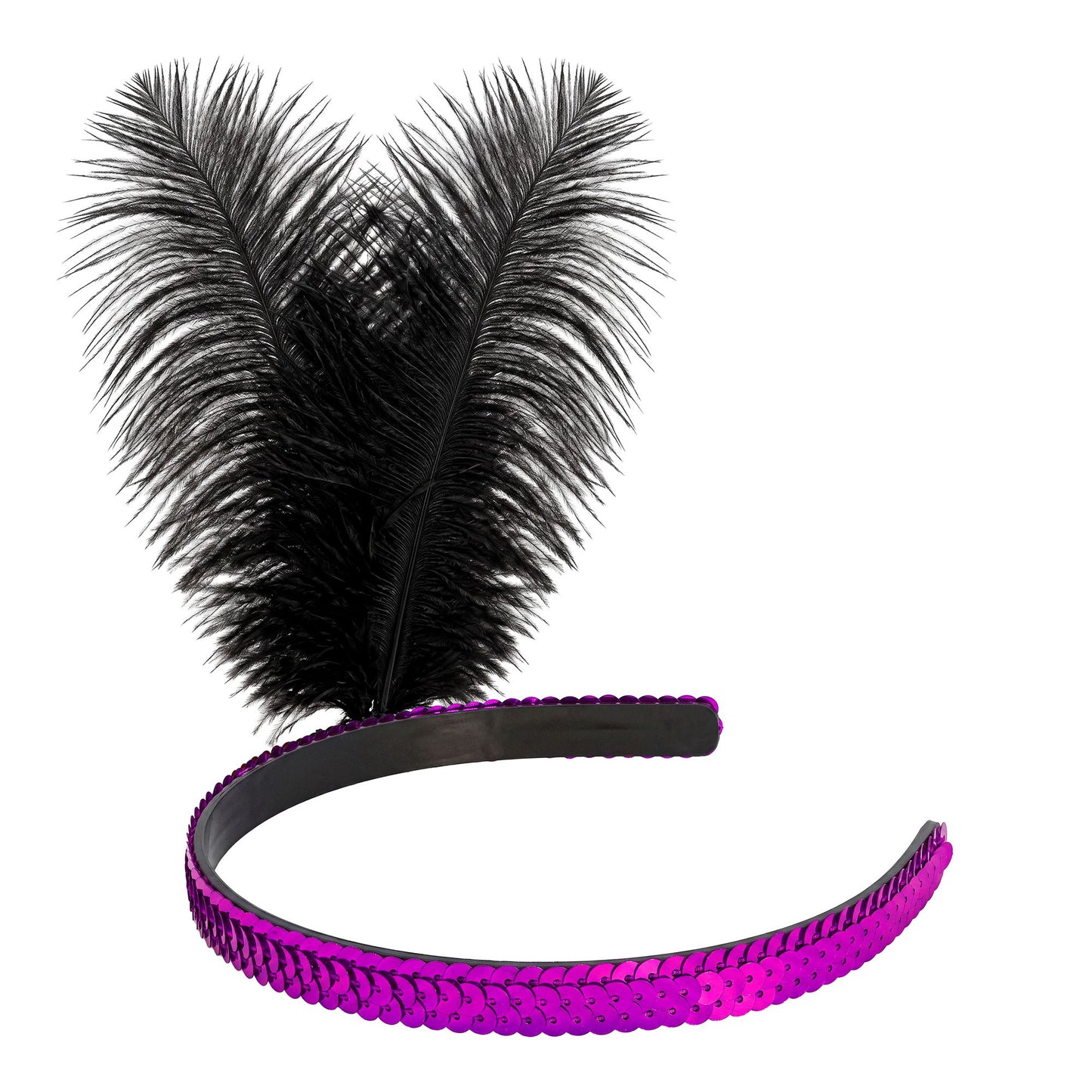 Pinkes Pailletten-Stirnband mit Federn – Glamouröses Accessoire für Fasnacht & Mottoparty