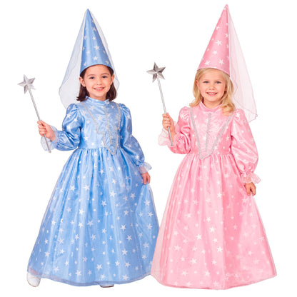 "KLEINE ZAUBER FEE" sort. rosa und hellblau (Kleid, Hut mit Schleier)