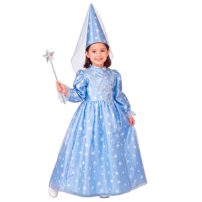 "KLEINE ZAUBER FEE" sort. rosa und hellblau (Kleid, Hut mit Schleier)