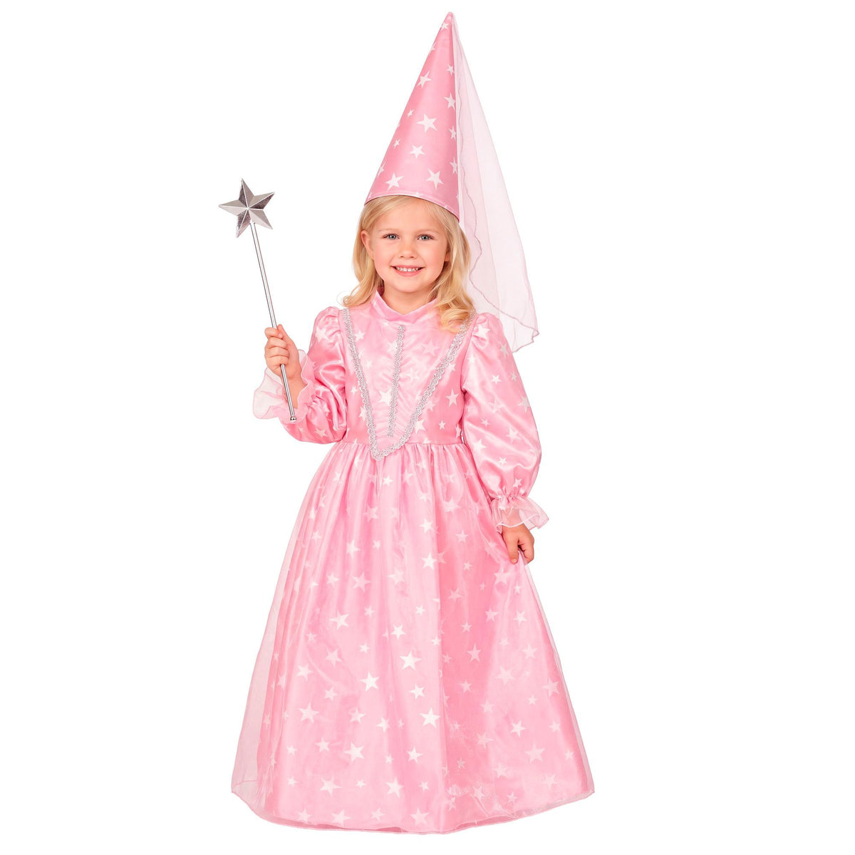 "KLEINE ZAUBER FEE" sort. rosa und hellblau (Kleid, Hut mit Schleier)