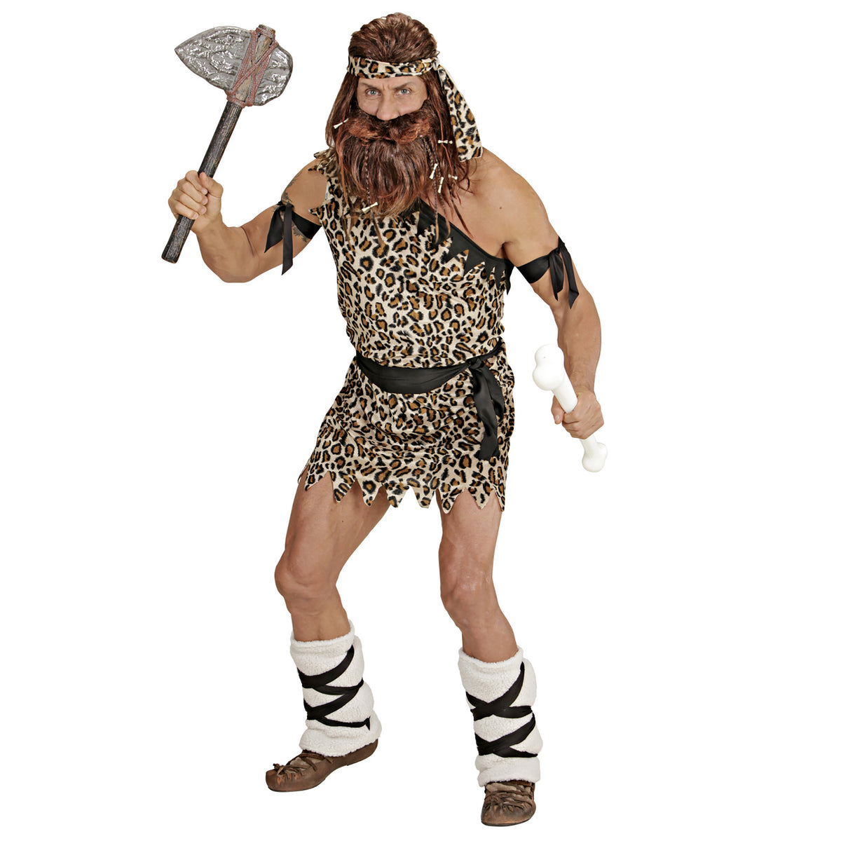 "CAVE MAN" (Tunika, Gürtel, Beinlinge, Bänder für Arme und Stirnband)