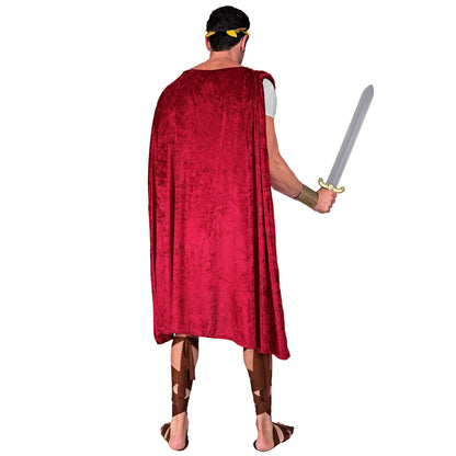 Spartacus Römerkostüm von Widmann mit Tunika, Gürtel, Umhang, Sandalen und Lorbeerkranz – Rückansicht